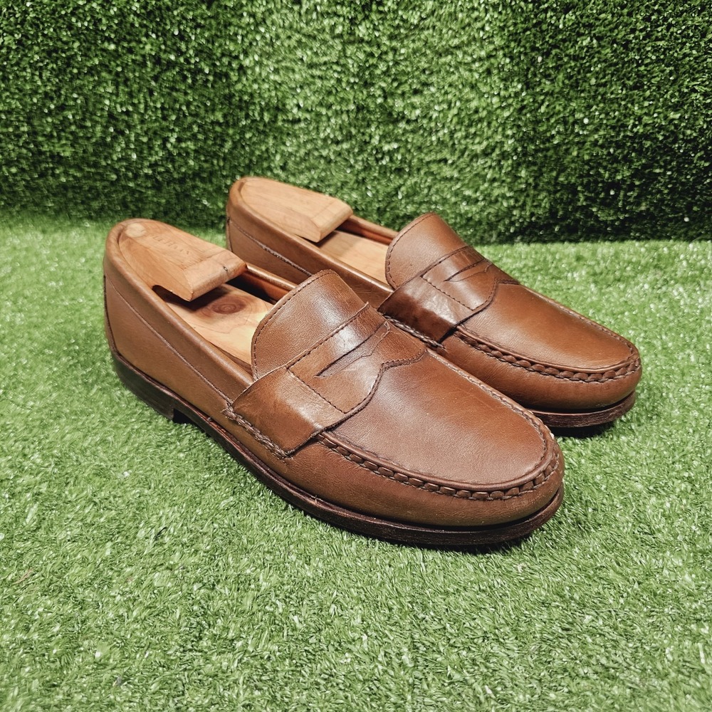Allen Edmonds Cavanaugh Brown Leather Slip On Penny Loafer Shoes Mens Size 8.5 D